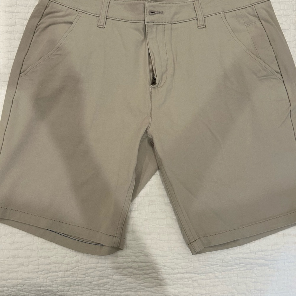 MUGSY Classic Men's Beige Flat Front Shorts